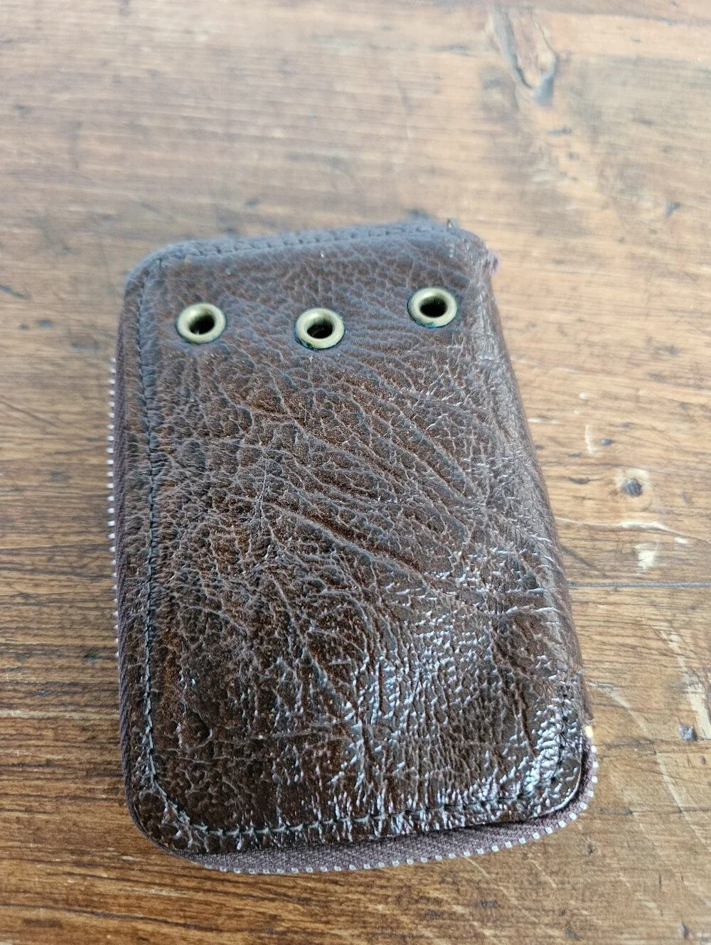 Vintage Leather Key Case With Vintage Luggage Keys Genuine Cowhide Zip Case Keys